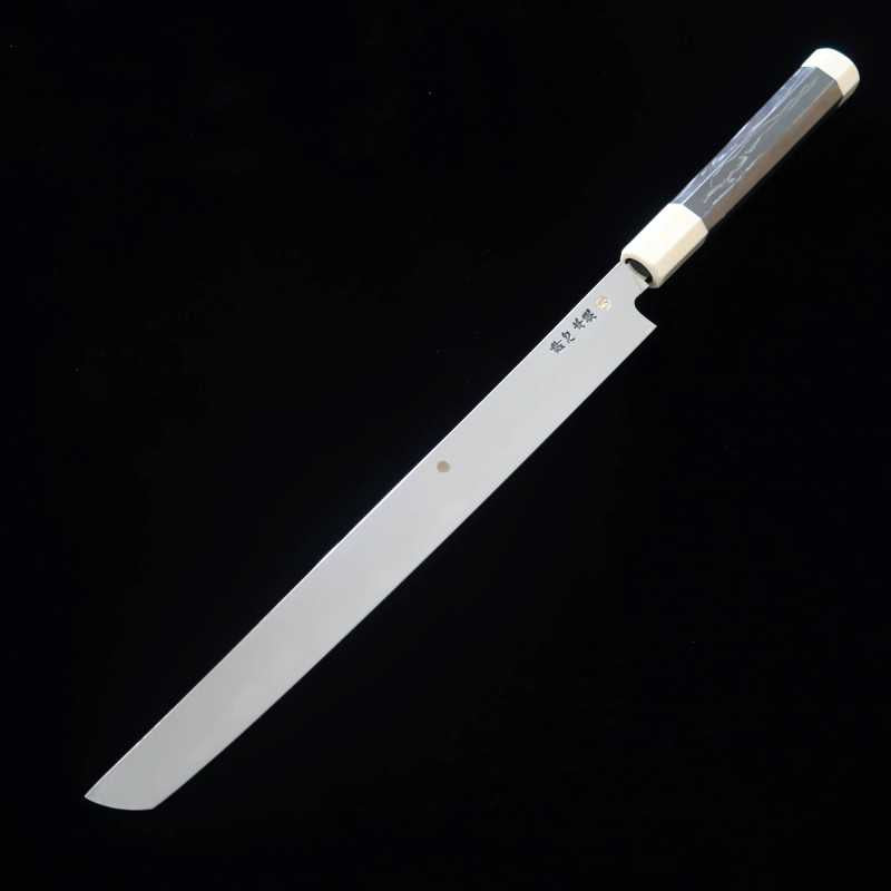 Sakimaru Takohiki SUISIN White Steel Fuji-Honyaki Mirror Finish Ebony Octagonal Handle (300mm)