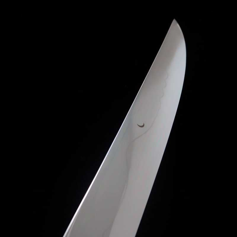Kengata sujihiki SUISIN Shirogami Fuji Honyaki, acabado de espejo y mango de snakewood con tres anillos de plata (300mm)