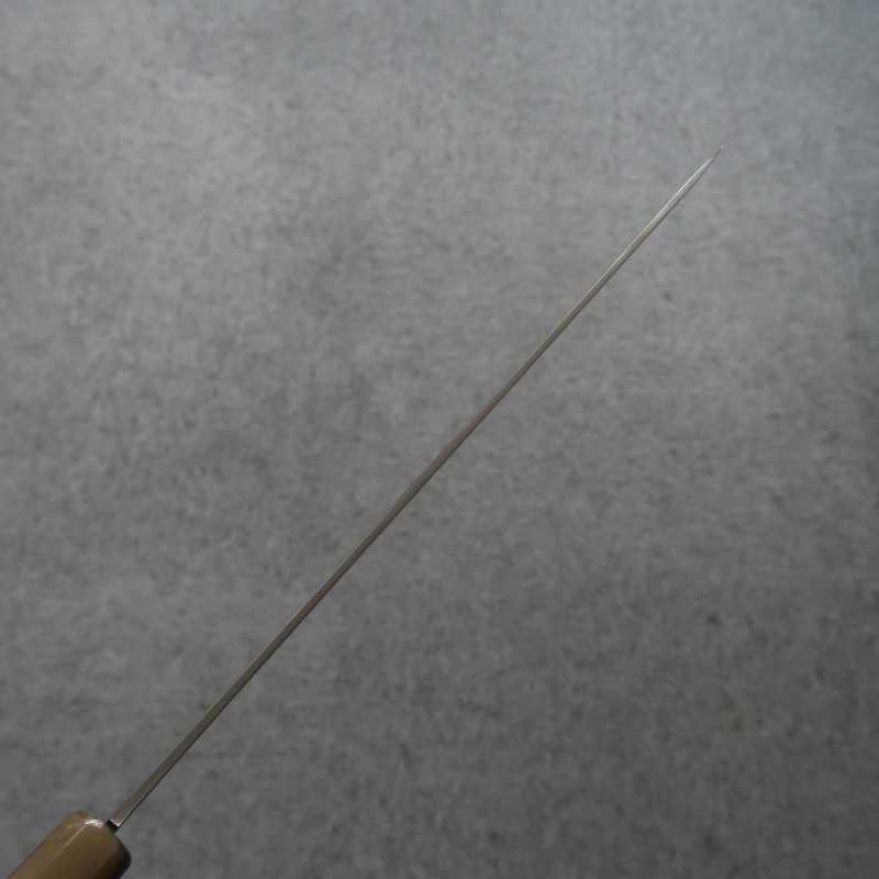 Kengata sujihiki SUISIN Shirogami Fuji Honyaki, acabado de espejo y mango de snakewood con tres anillos de plata (300mm)