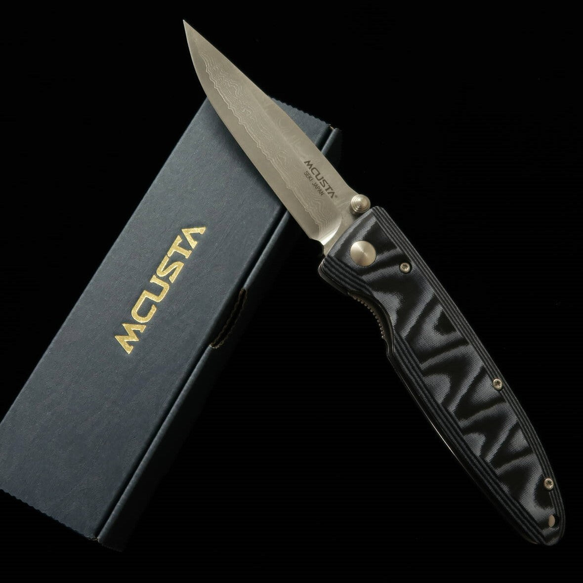 Mcusta Classic Wave Damasco Blue Micarta Canivete MC-0010D (85mm)