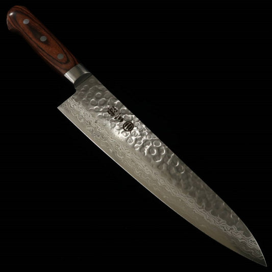 MIURA Gyuto VG-10 Damascus Mahogany Plywood Knife, 18cm/21cm/24cm