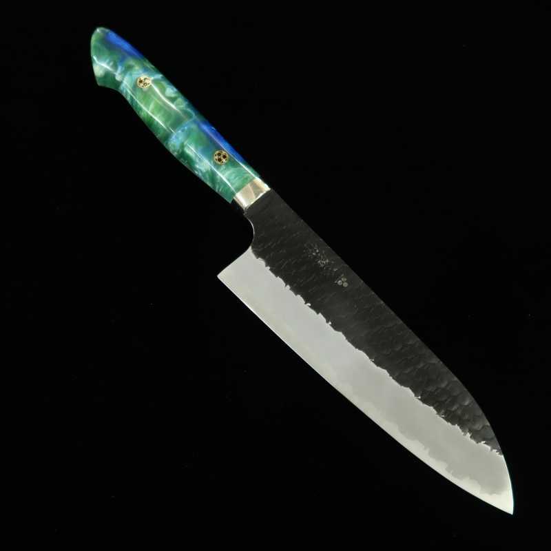 NIGARA Santoku SG2 Black Hammered Custom Handle (180mm)