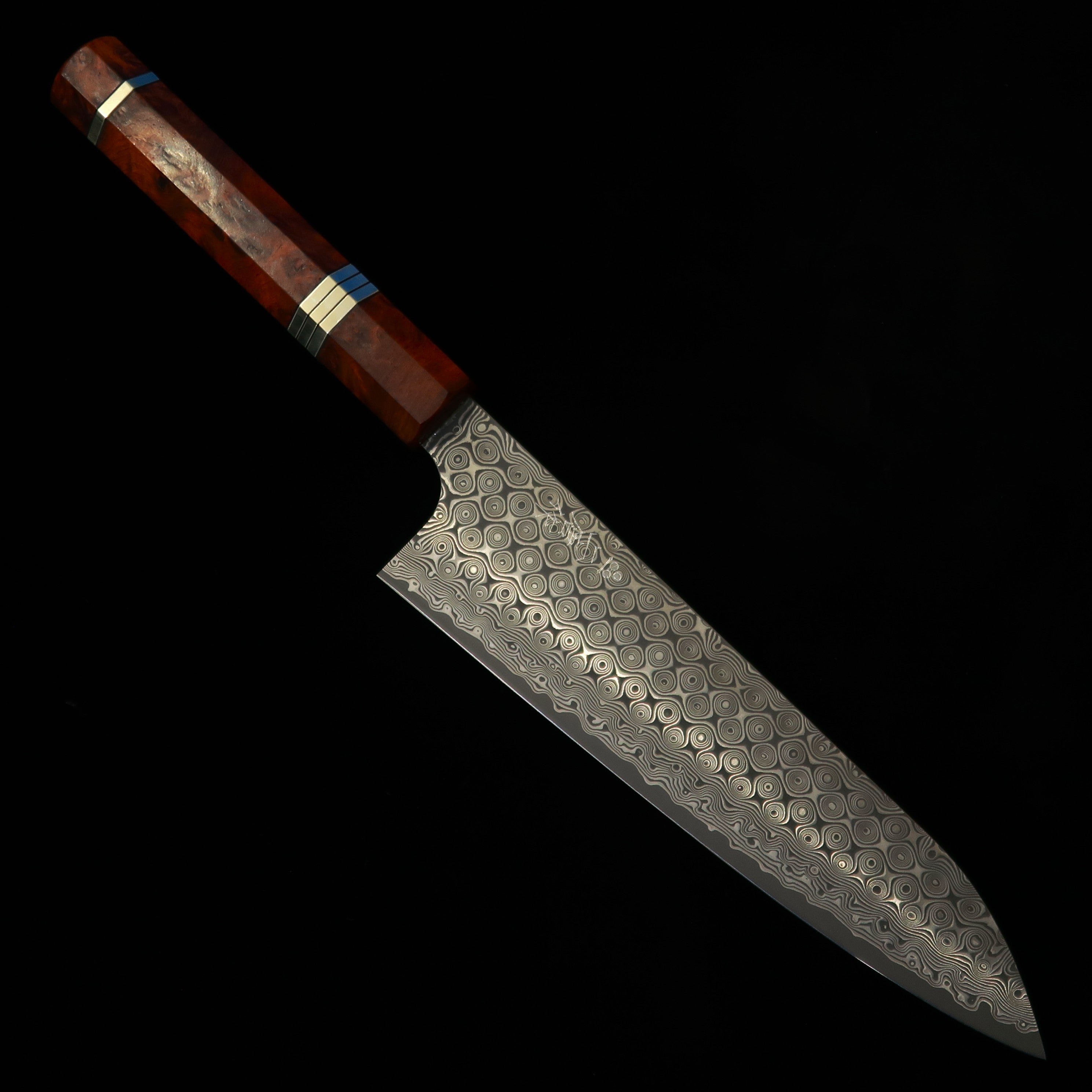 二唐刃物鍛錬所NIGARA 暗紋 牛刀 SG2 ダマスカス スタビライズウッド