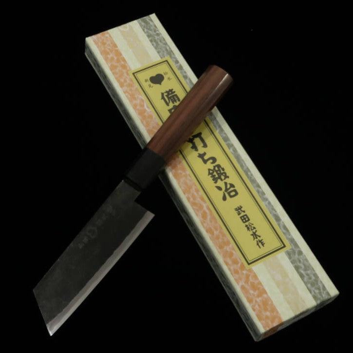 TAKEDA Hamono – Couteau Ko-Bunka forgé à la main à Bitchū – Acier Hitachi Aogami Super (100–120 mm)