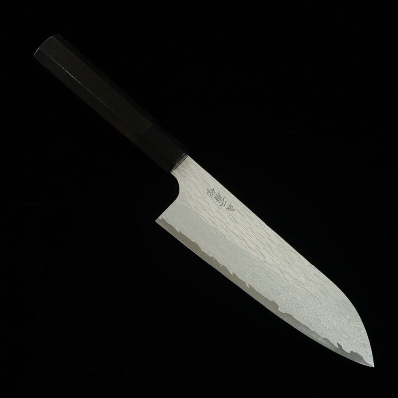二唐刃物鍛造所NIGARA VG XEOS 槌目ダマスカス 三徳 黒檀柄 (185mm)