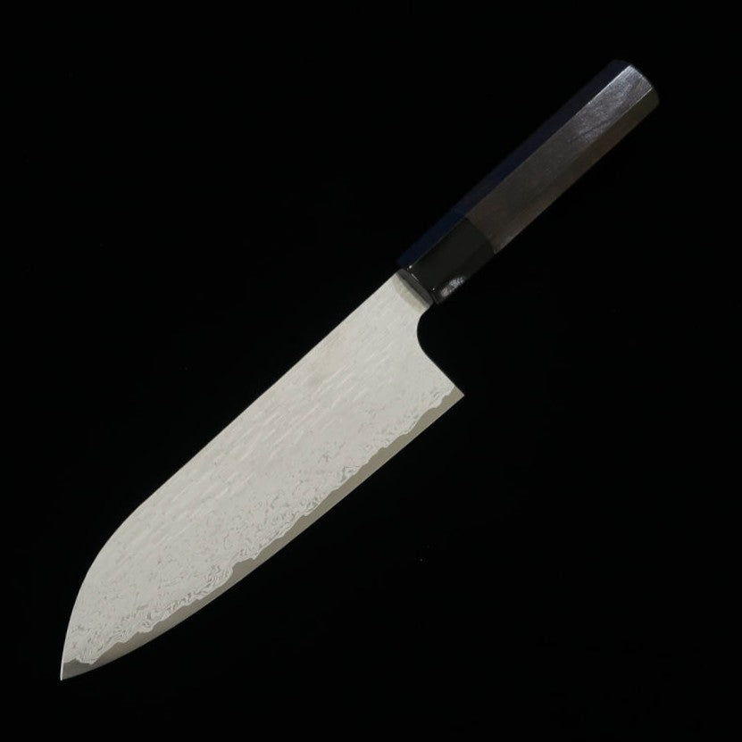 二唐刃物鍛造所NIGARA VG XEOS 槌目ダマスカス 三徳 黒檀柄 (185mm)