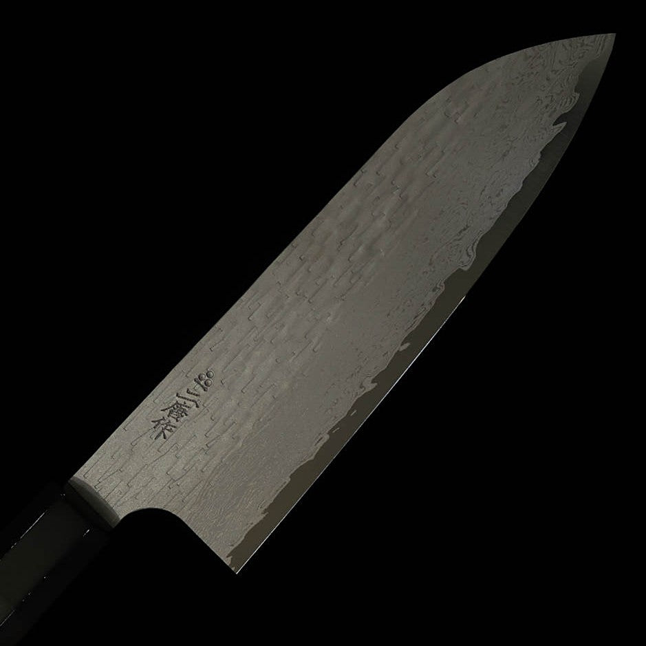 二唐刃物鍛造所NIGARA VG XEOS 槌目ダマスカス 三徳 黒檀柄 (185mm)