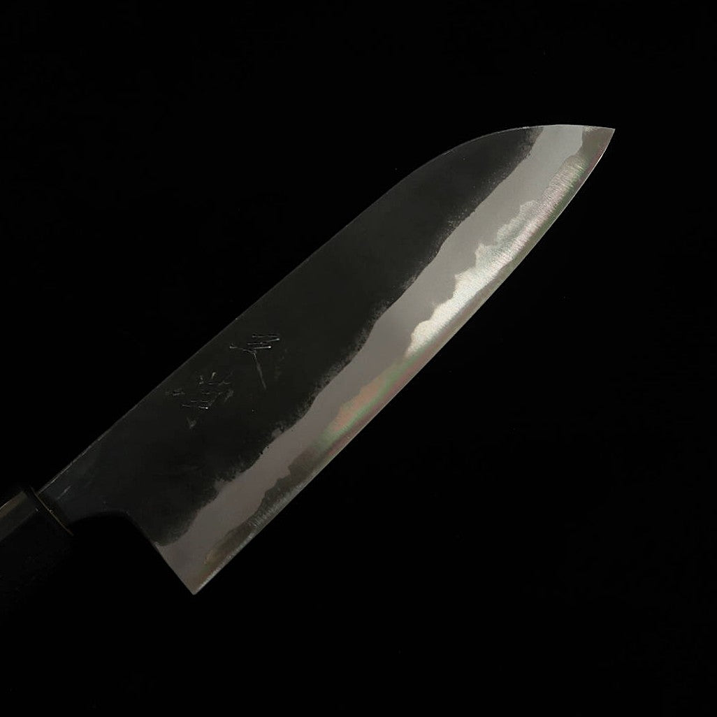 Miura MIURA by Shindo Santoku Aogami No.2, finition noire, manche en magnolia/buffle forme marron (165 mm)