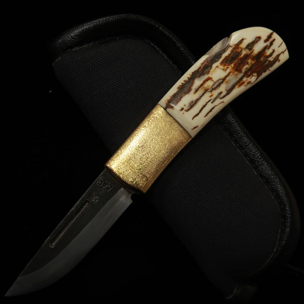 Takeda Cutelaria - Forja artesanal de Bitchu por Fumio Inagaki - Canivete com trava traseira, Mammoth White