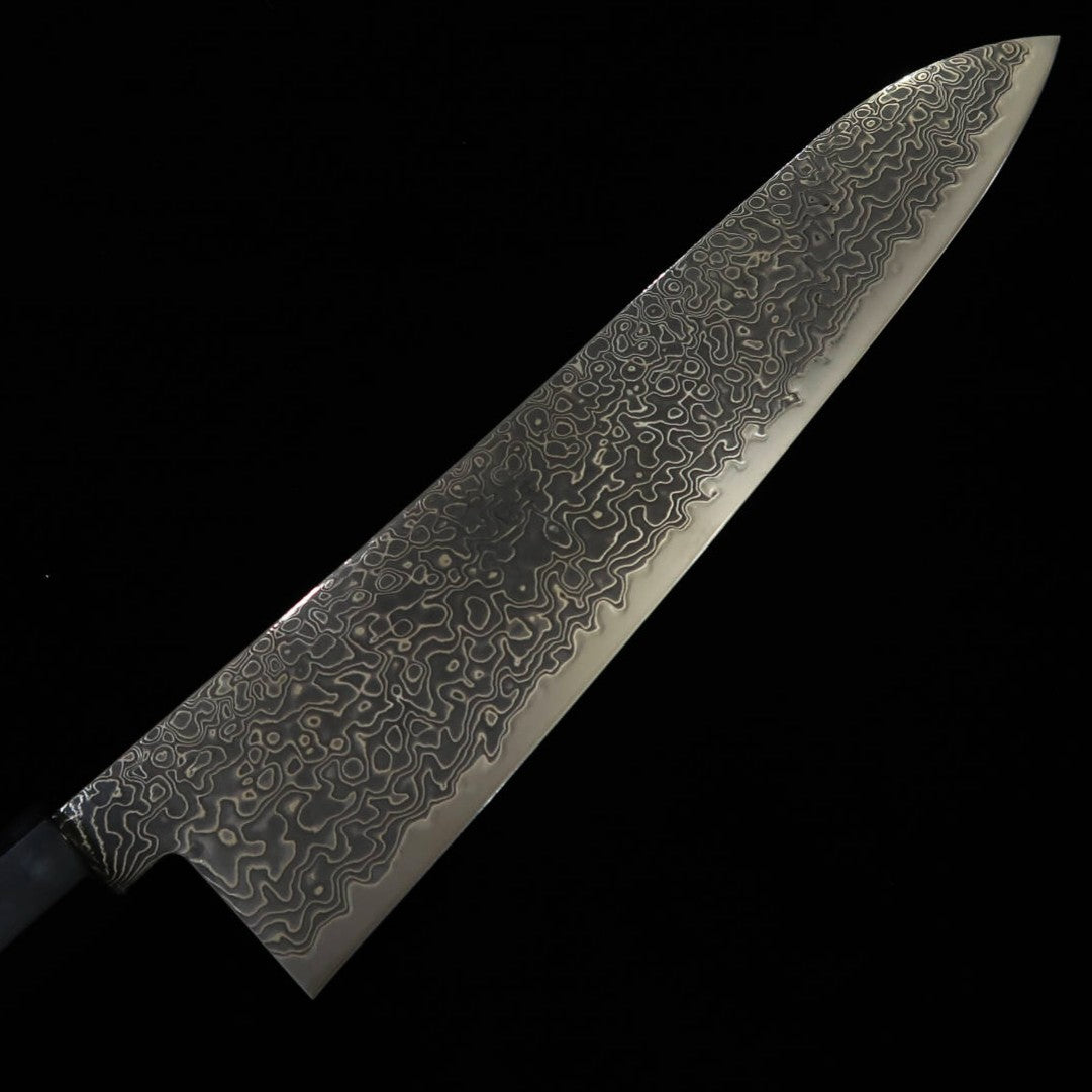 Miura MIURA Gyuto Ryuhyo SG2 Damasco escurecido, cabo octogonal de ébano e búfalo preto (240mm)