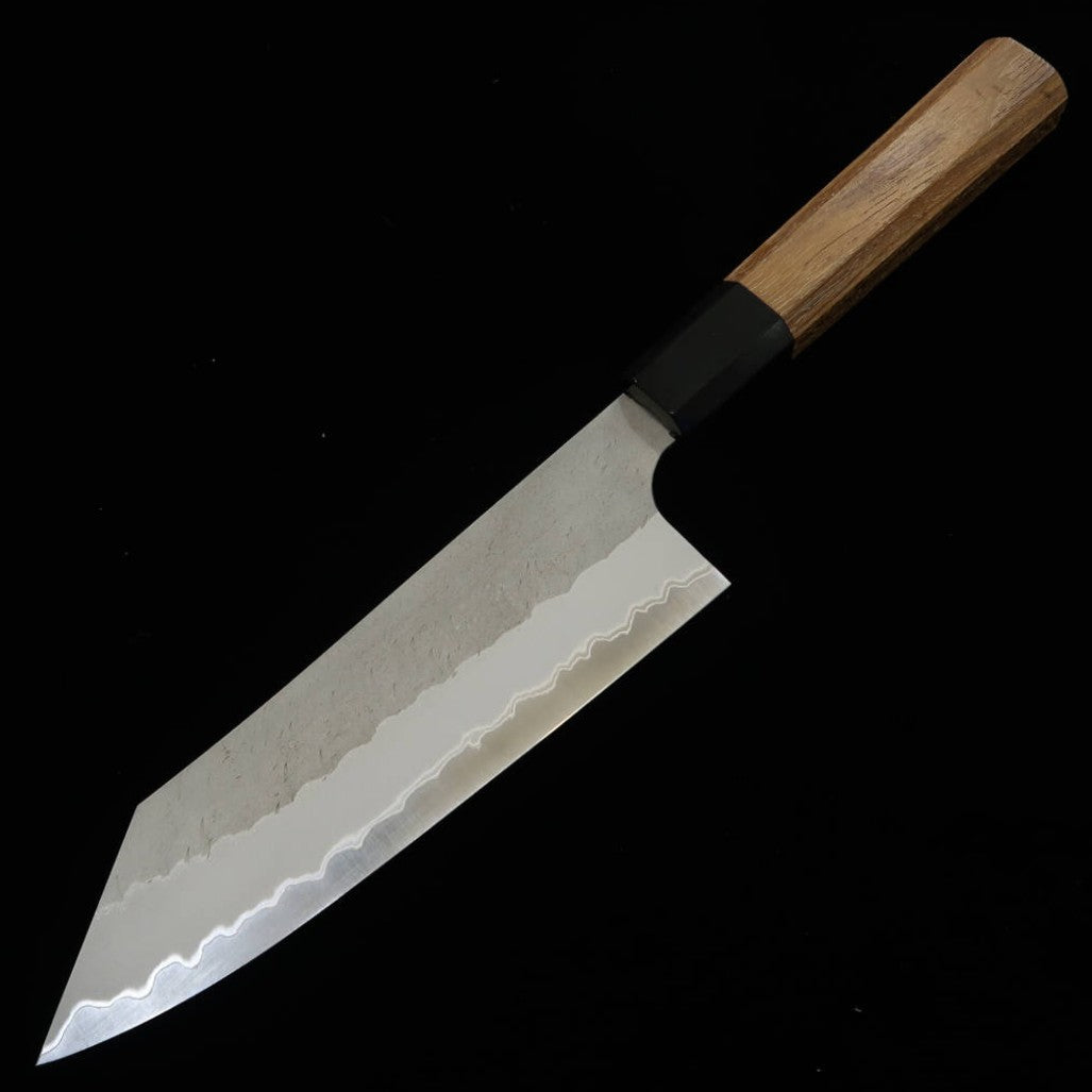 二唐刃物鍛造所 NIGARA 青紙スーパー 磨き槌目 文化 チーク柄 (180mm)