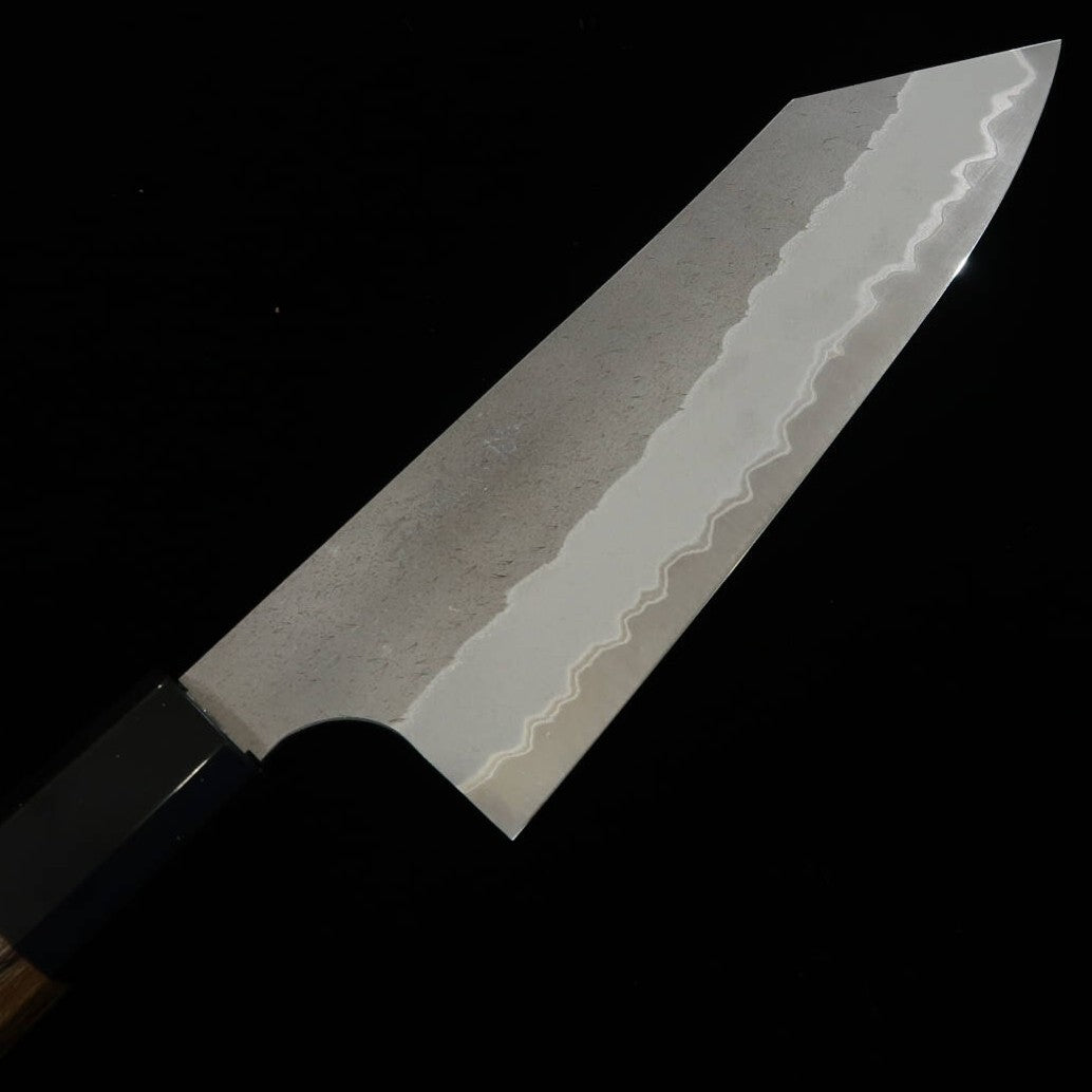 二唐刃物鍛造所 NIGARA 青紙スーパー 磨き槌目 文化 チーク柄 (180mm)