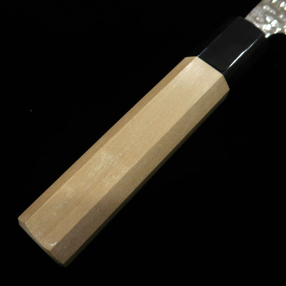 Santoku MIURA AUS10 (10A) Espejo Martillado Damasco Mango Octogonal de Magnolia (165mm)