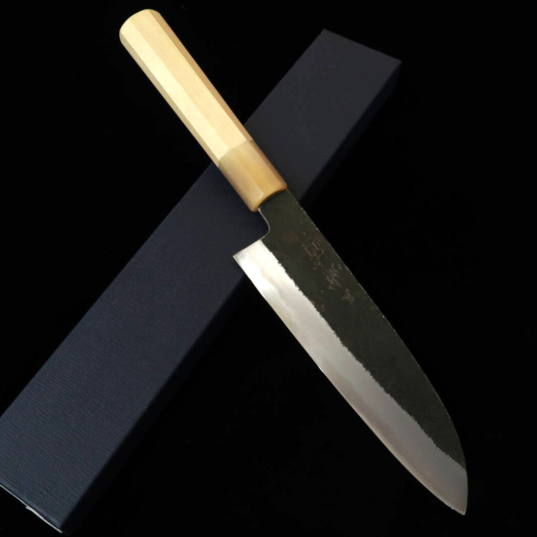 三浦頂MIURA Itadaki 田中義一 三徳 白紙二号 黒打ち 水牛朴八角柄 (180mm)