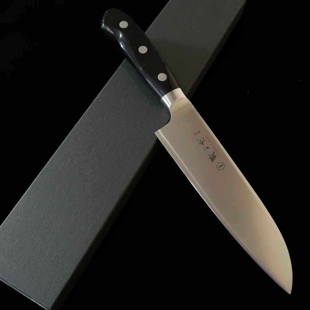 Sakai Ichiji Santoku Knife, Stainless Steel with Plywood Handle, #17100 (180mm)