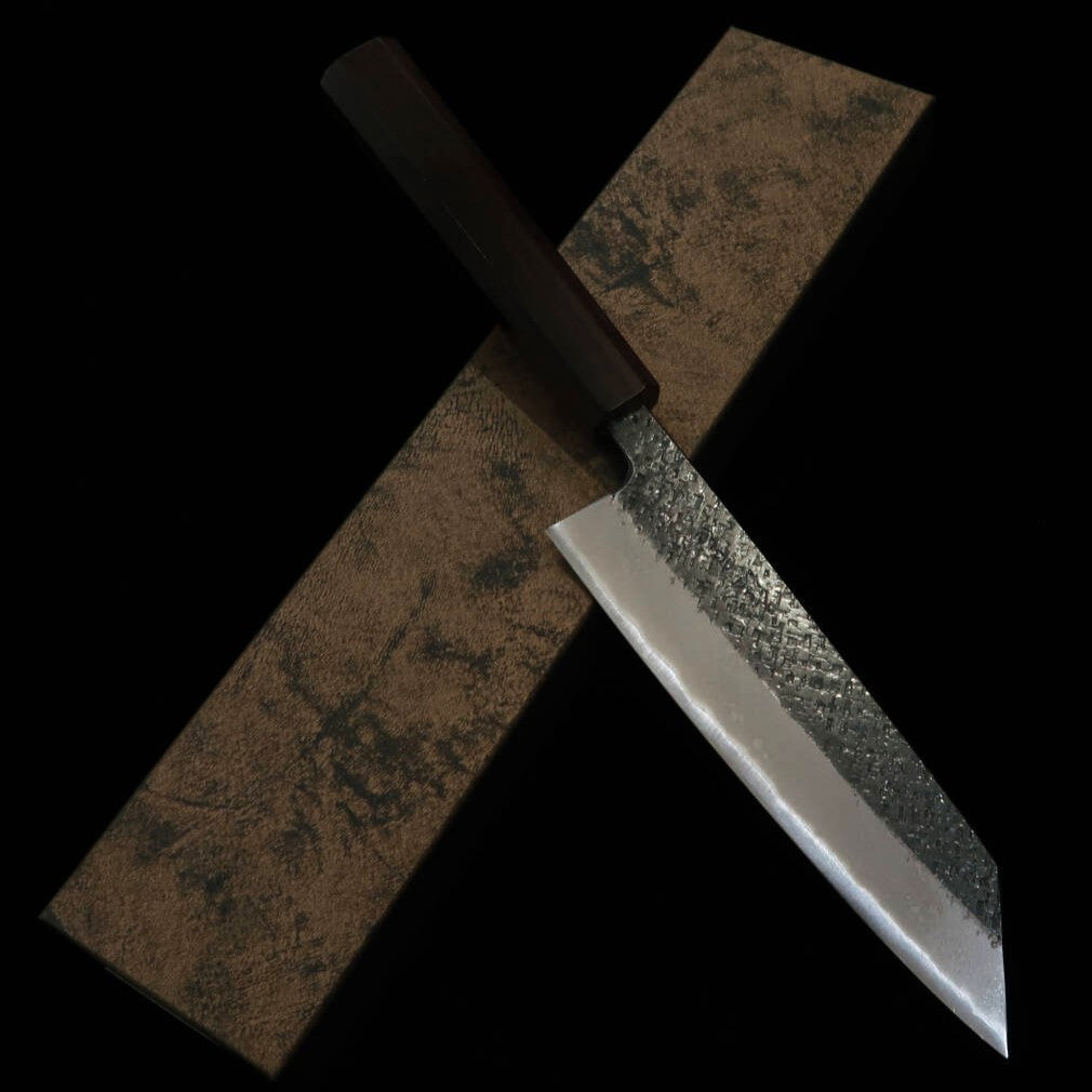 Tosa Muneishi TOSAMUNEISHI Bunka Acero Azul nº2, martillado, acabado negro, mango octogonal de ébano (165mm)