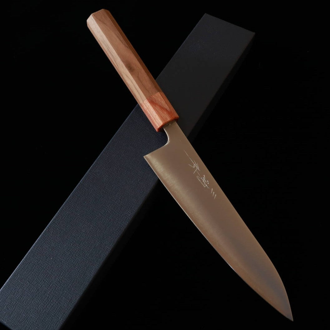 Couteau Gyuto (chef) Miura, acier Aogami Super (Acier Bleu), finition polie (Migaki), manche octogonal en noyer (Walnut), (180mm)