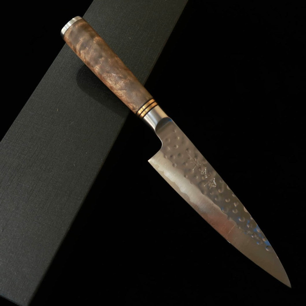 TAKESHI SAJI Petty SG2 con Mango Martillado Madera de Burl (130 mm)