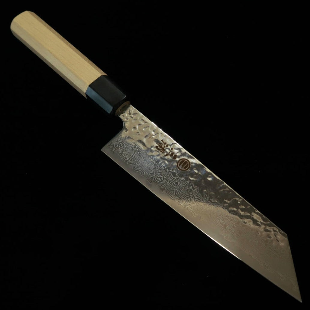 MIURA Bunka AUS10 Espejo martilleado Damasco mango octogonal de magnolia (170 mm)