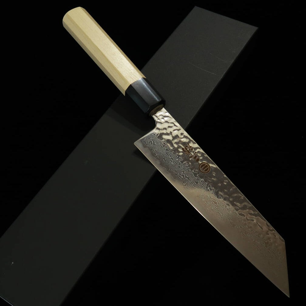 MIURA Bunka AUS10 Espejo martilleado Damasco mango octogonal de magnolia (170 mm)