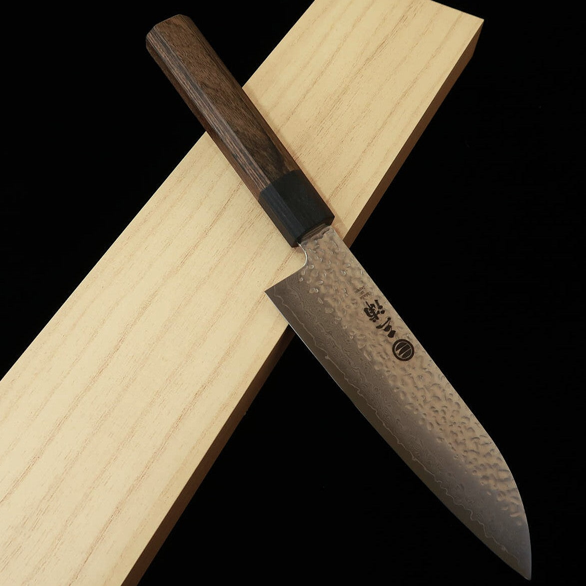 Miura VG-10 Santoku with Hammered and Damascus finish and Plywood Handle (165mm)