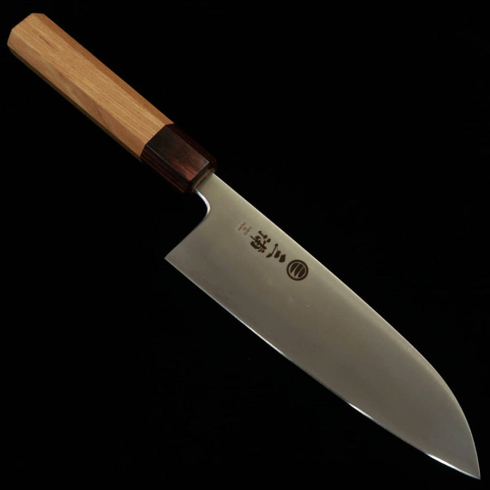 Santoku MIURA Aogami Super Pulido Mango octogonal de keyaki (165mm)