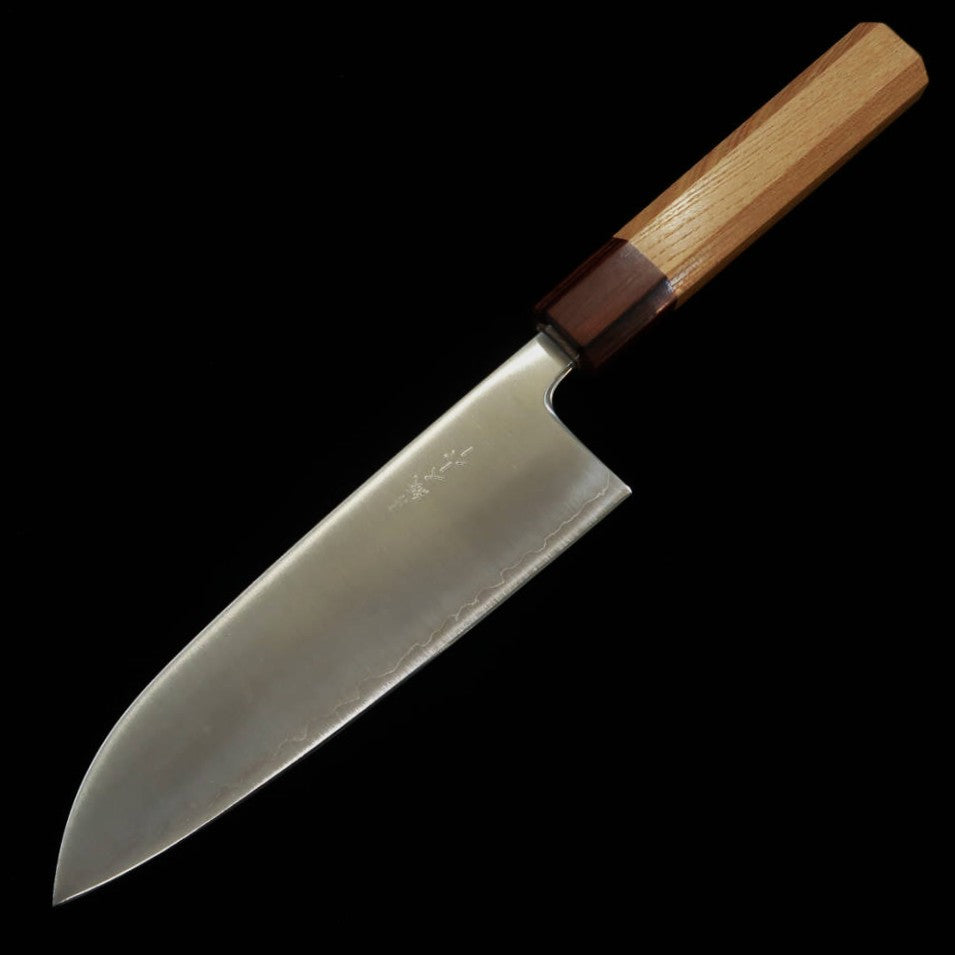 Santoku MIURA Aogami Super Pulido Mango octogonal de keyaki (165mm)