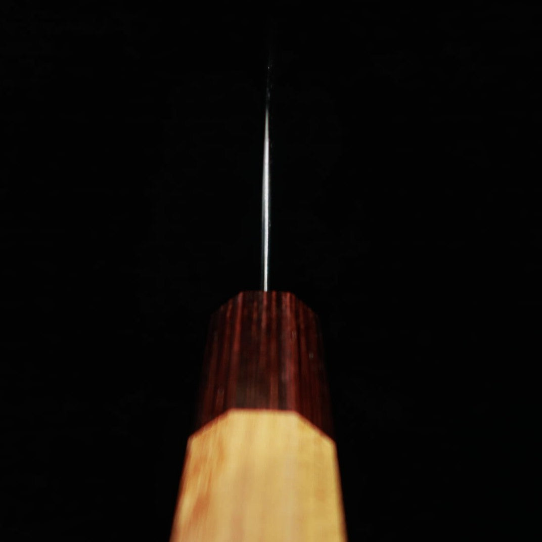 Santoku MIURA Aogami Super Pulido Mango octogonal de keyaki (165mm)