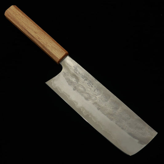 三浦 MIURA 菜切 青紙二号 梨地 樫柄 (180mm)