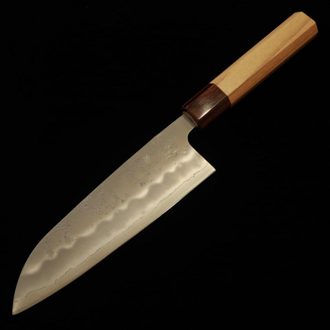 【OUTLET】三浦 MIURA 銀紙三号 梨地 三徳 ケヤキ柄 (165mm) 印字ミス