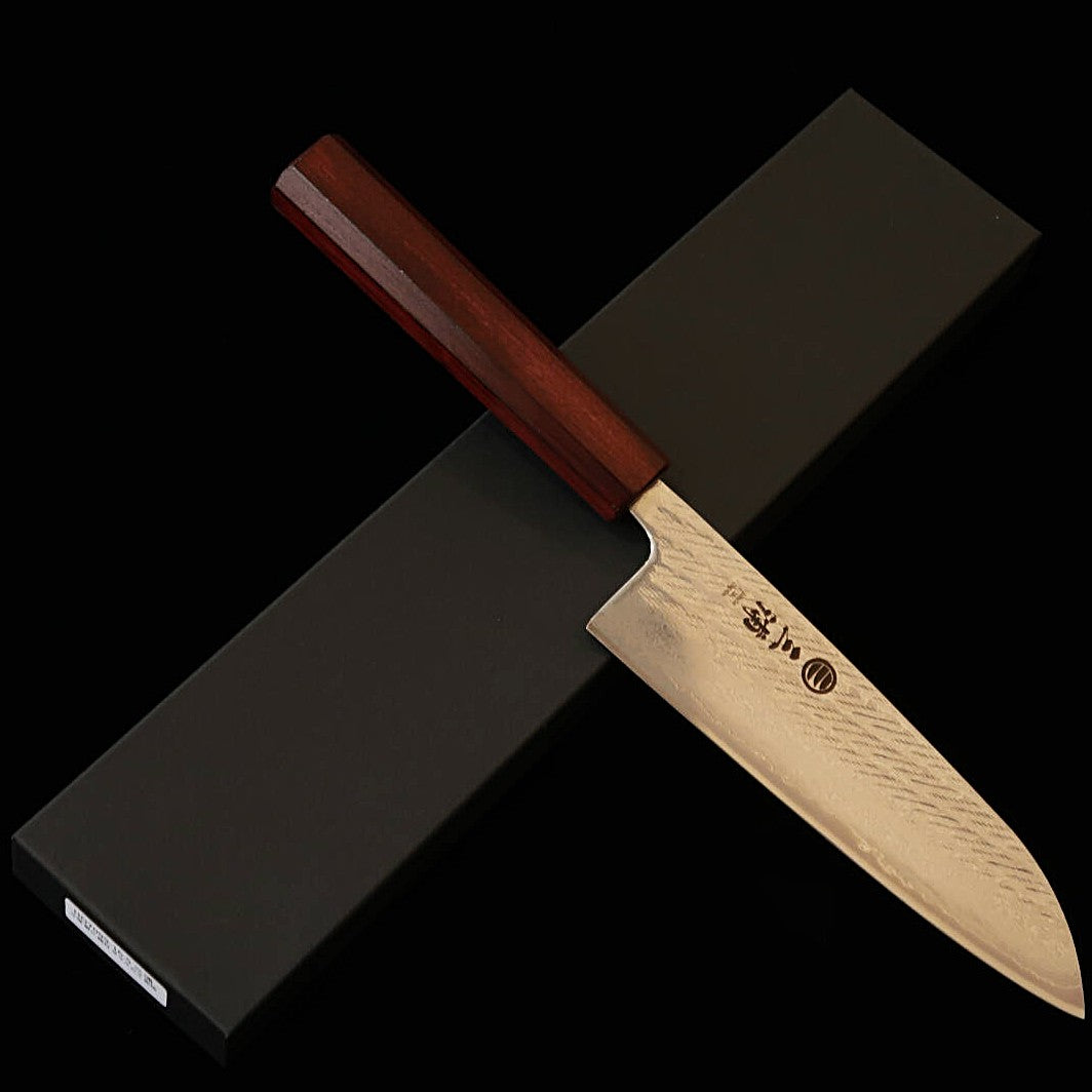 Miura MIURA Santoku Knife, Silver Paper No. 3, Rope Pattern, Damascus Steel, Purple Handle (165mm)