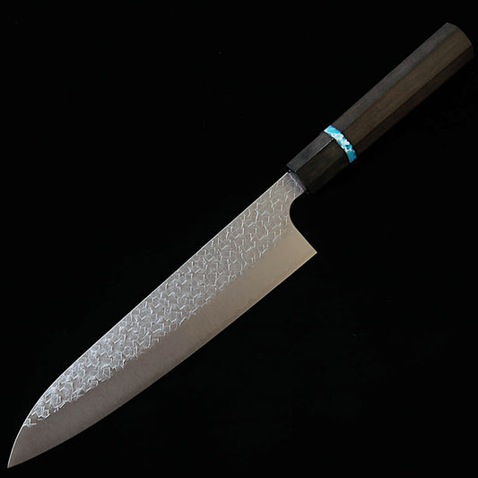 三浦MIURA 牛刀 SG2 鎚目 黒檀ターコイズ八角柄(210mm)