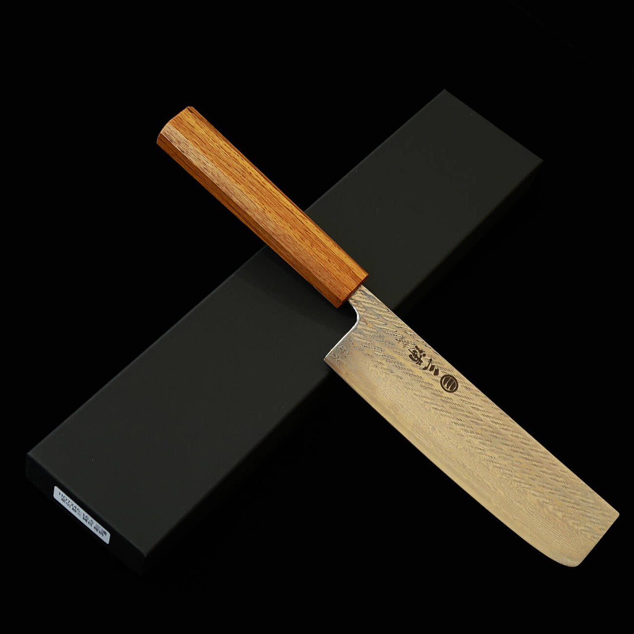 三浦MIURA 菜切 銀紙三号 縄目 ダマスカス 透明 樫八角柄(165mm)