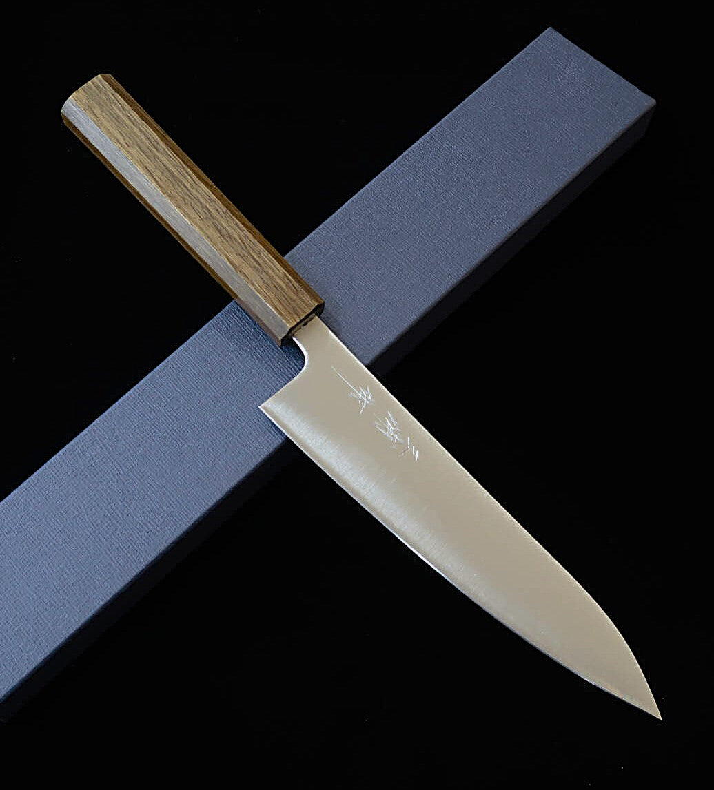 Couteau de chef (Gyuto) MIURA - Acier Aogami Super, Finition polie, Manche octogonal en chêne noir (180 mm)