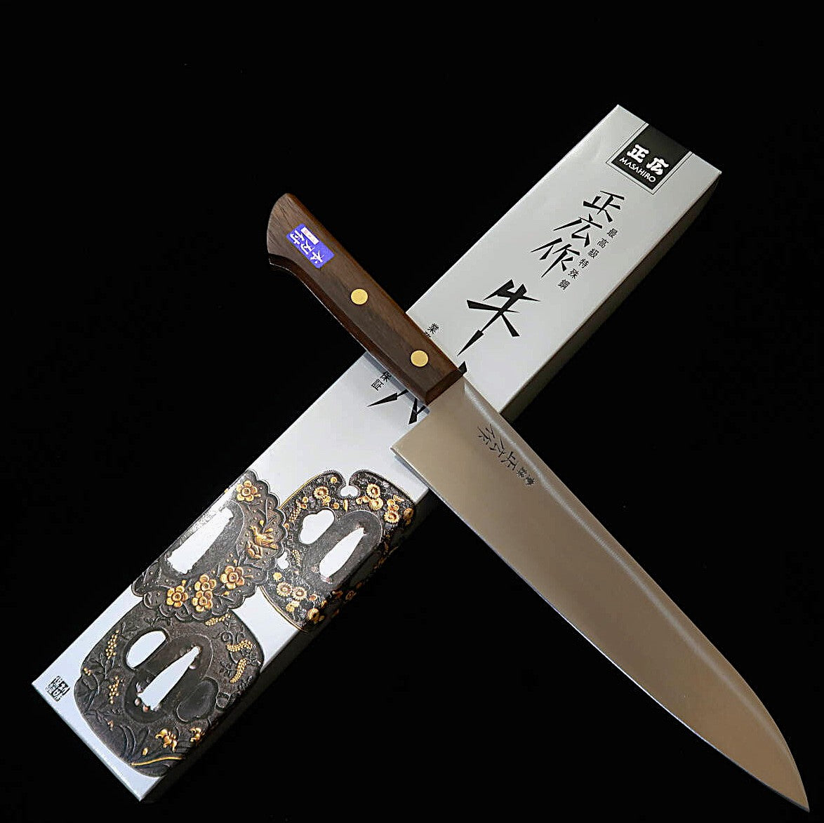 Couteau de chef (Gyuto) Masahiro (MASAHIRO) en acier japonais avec manche en palissandre (210/240 mm)