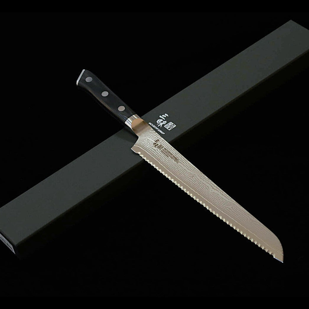 【新定番】三昧MCUSTA ZANMAI クラシック3ダマスカス パン切 黒 (230mm)