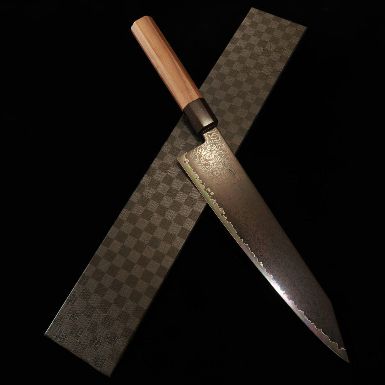 Gyuto Kirituke KAGEKIYO VG-10 Damasco Black cabo octogonal de nogueira (210/240mm)