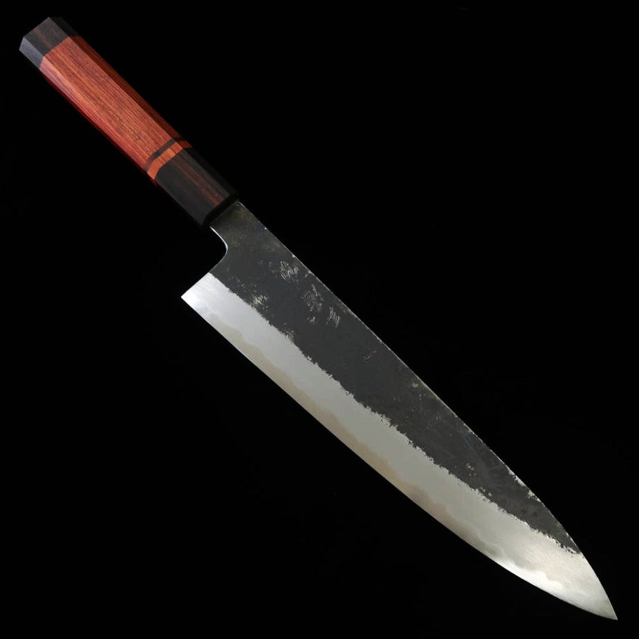 Gyuto MIURA Itadaki aço Shirogami nº2, acabamento preto cabo de bubinga (240mm)