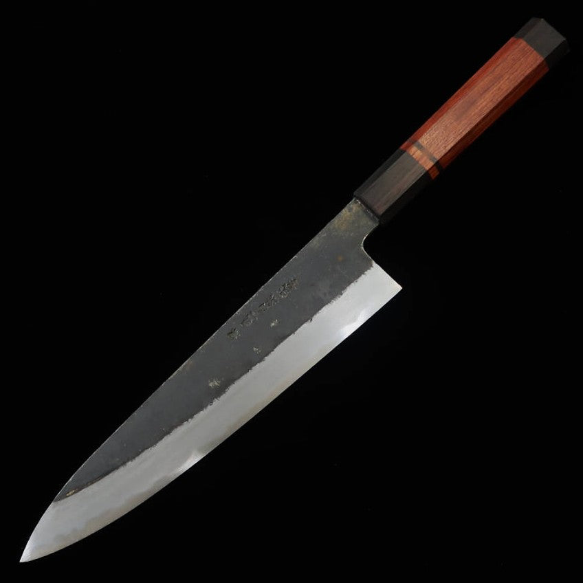 Gyuto MIURA Itadaki aço Shirogami nº2, acabamento preto cabo de bubinga (240mm)