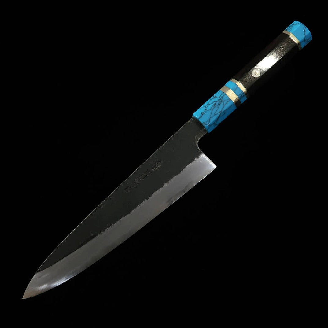 三浦頂MIURA Itadaki 牛刀 白紙二号 黒打ち ターコイズハンドル (210mm)