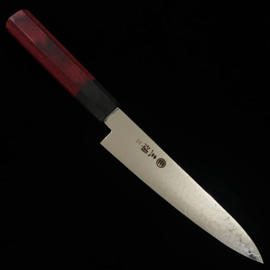 三浦MIURA ペティ 33層ダマスカス 八角赤合板柄 (150mm)