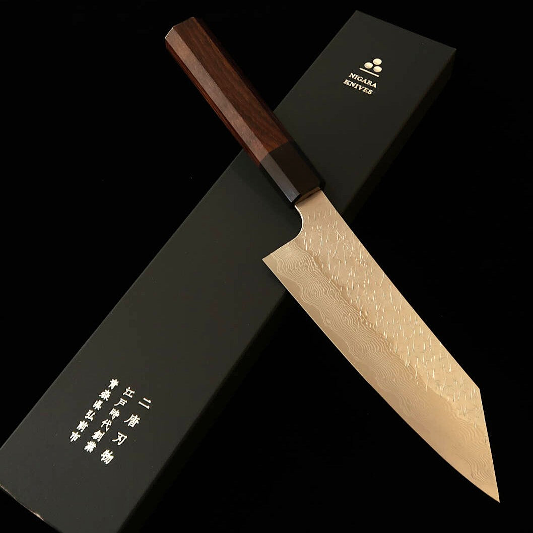 NIGARA Bunka SPG STRIX Hammered Damascus Rosewood Handle (180mm)