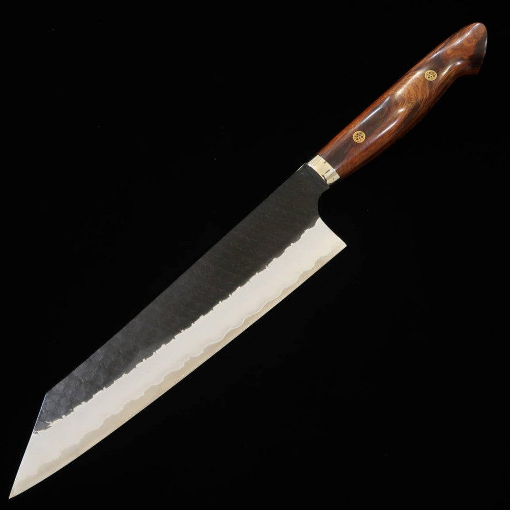 Nigara Hamono NIGARA Gyuto Kirituke SG2 finition noire martelée, manche en bois de fer (240mm)