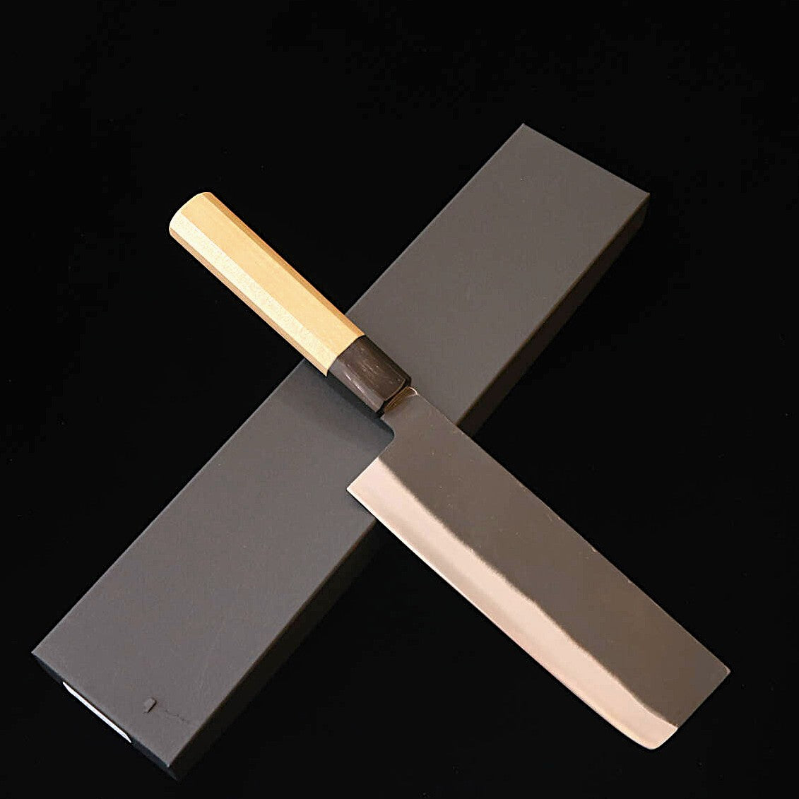 MIURA Nakiri White Steel No.2, Kurouchi Finish with Octagonal Magnolia Handle (165mm)