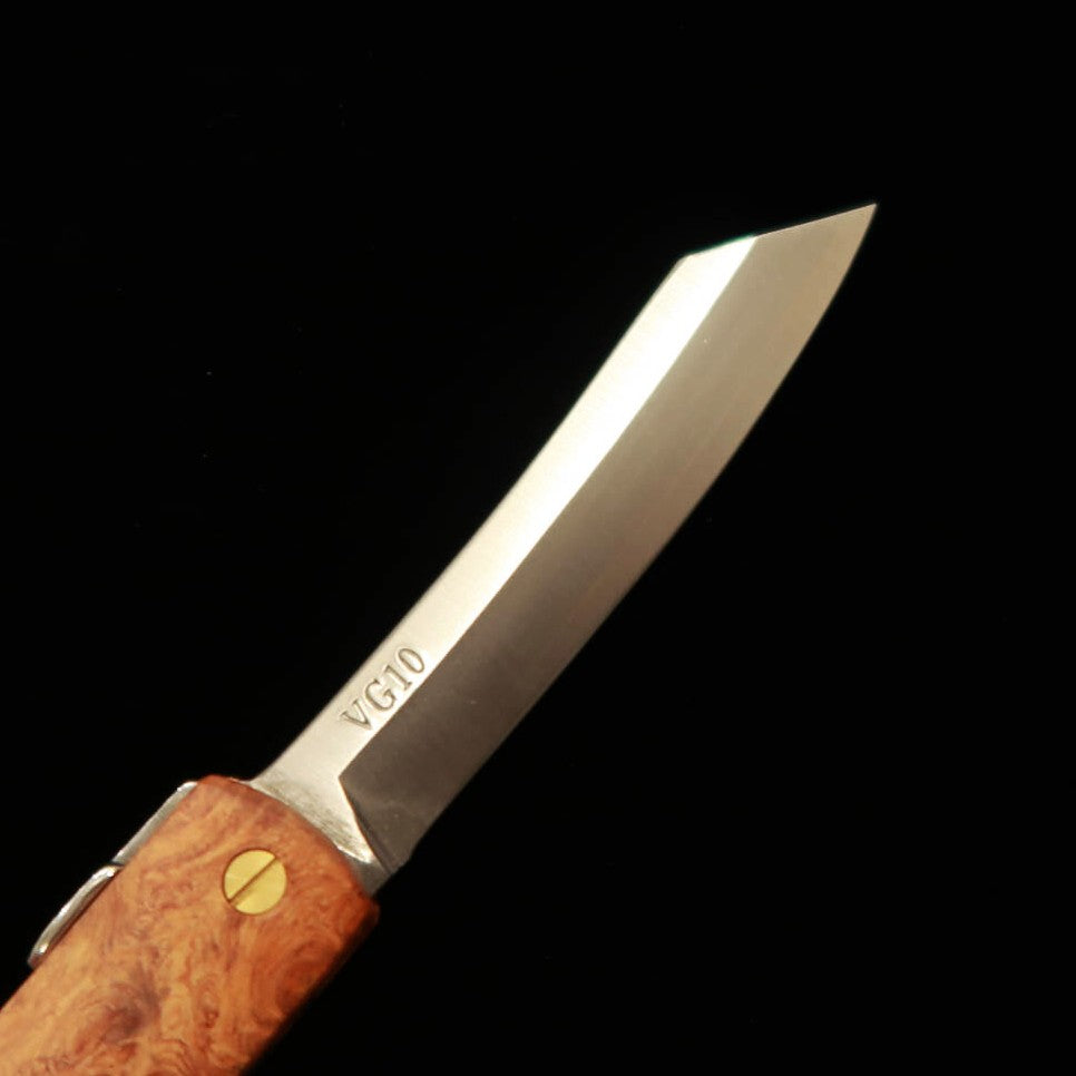 永尾かね駒製作所KANEKOMA 肥後守VG-10ステンレス割込 花梨瘤柄 (70mm)
