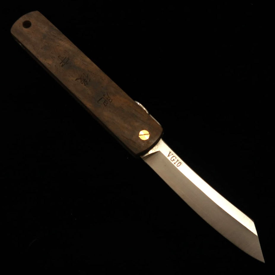 Nagaokamekoma HIGONOKAMI, VG10, manche en bois de kaki noir (70mm)