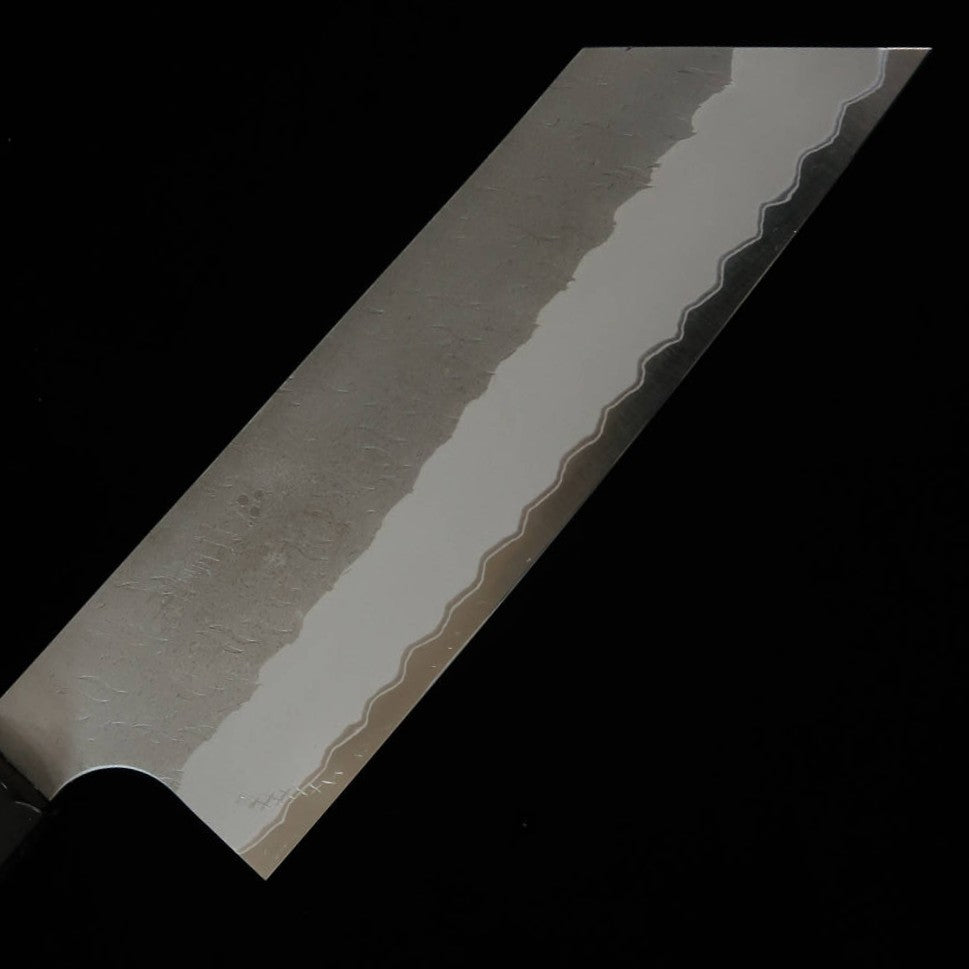 二唐刃物鍛造所 NIGARA 青紙スーパー黒打 切付菜切 チーク八角柄 (170mm)