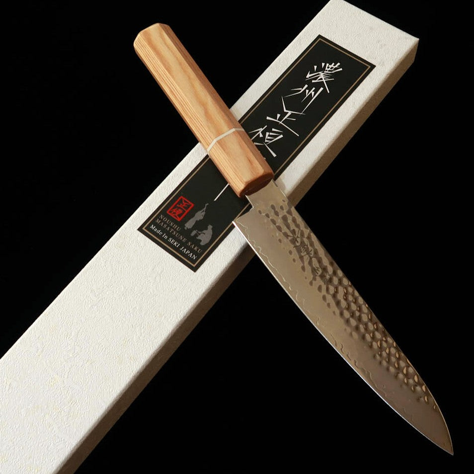 V.ROAD Nōshū Masatsune Petty VG10, martelada, Damasco de 33 camadas, cabo laminado reforçado branco×branco (150 mm)