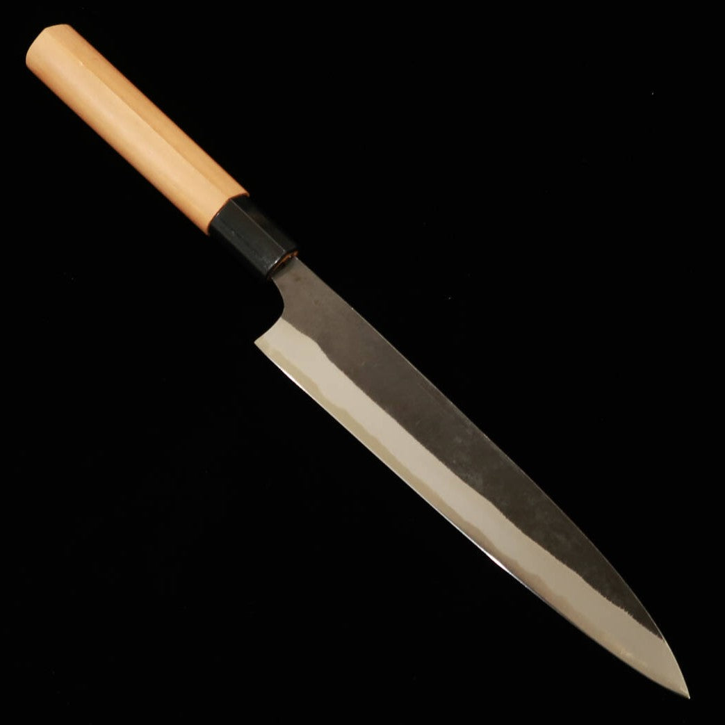 IKENAMI HAMONO, acier blanc n°1, inox, manche cerisier, couteau à sashimi double tranchant (210 mm)