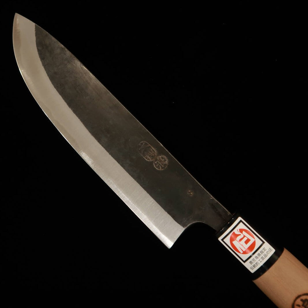 Ikenami Hamono Acero Shirogami 1 Inoxidable recubierto Mango de cerezo Cuchillo Naginata (180 mm)